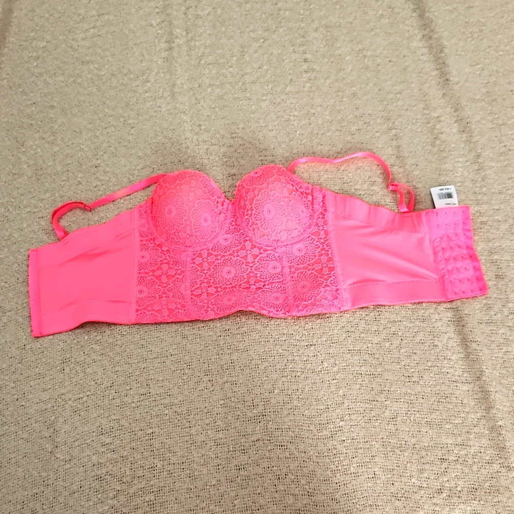 NWT Lover's Lane crop corset in neon pink
